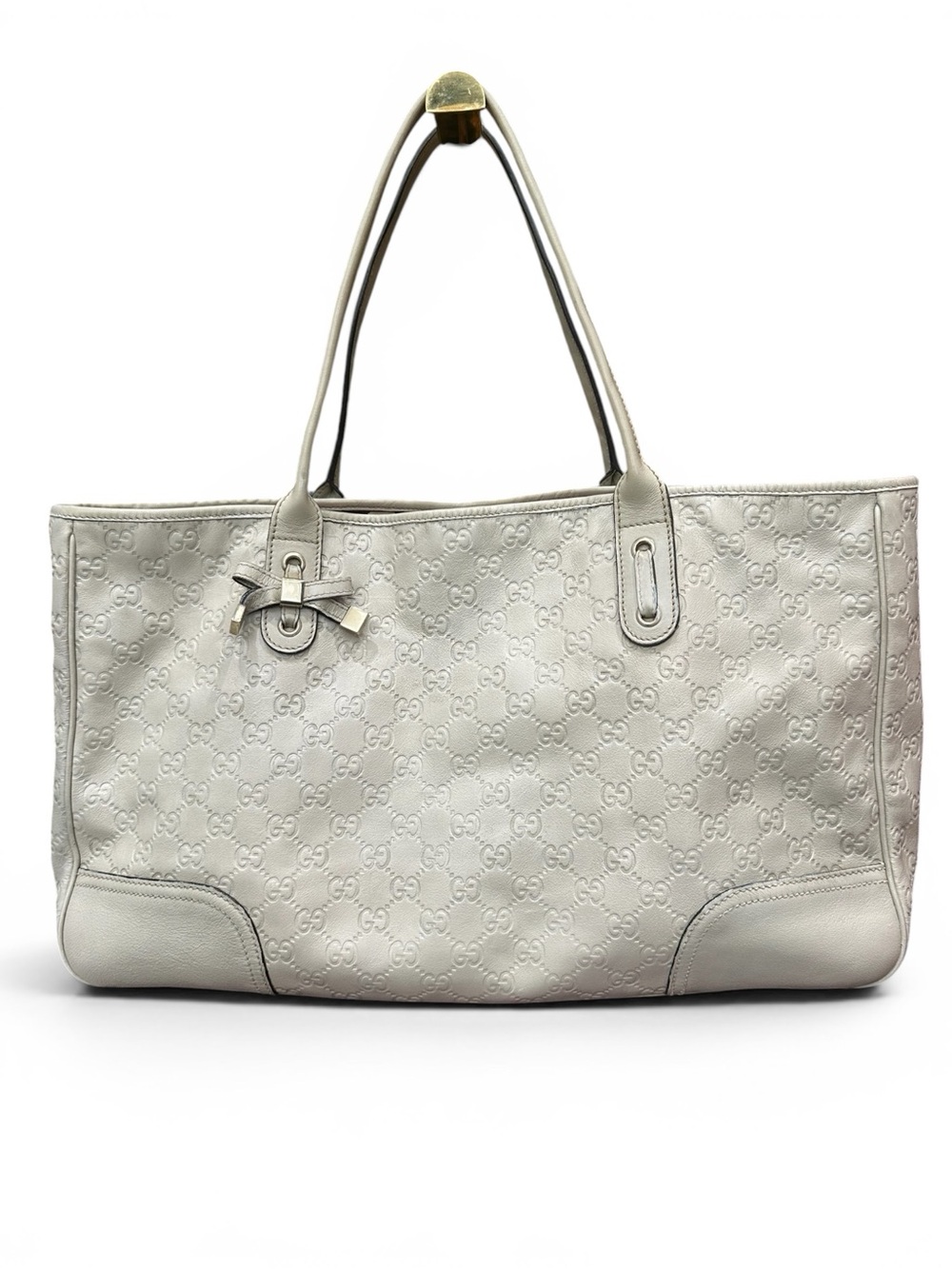Gucci Guccissima Princy Leather Tote Bag | Cream GG Embossed Shoulder Bag